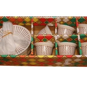 18 Pcs Cup Suacer Spoon Set / ፈናጅል ብ ቀይሕ / ሲኒዎች በቀይ