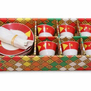 18-Piece Ceramic Coffee Cup Set – Tigray Flag Pattern