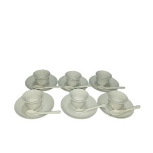 18 Pcs Cup Suacer Spoon Set / ፈናጅል ብ ጻዕዳ / ሲኒዎች በነጭ