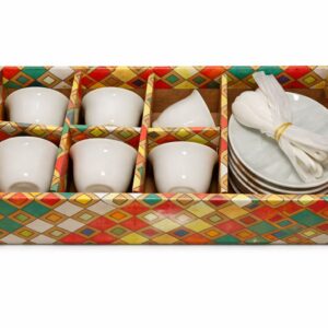 18-Piece Ceramic Coffee Cup Set – white Pattern