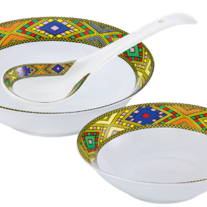 6 Pcs Ceramic Bowl & Spoon Set