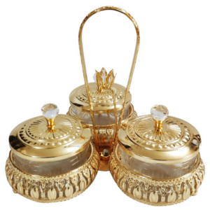 Golden Fruit & Snack Serving Tray Set