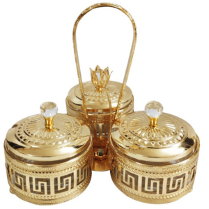 Golden Fruit & Snack Serving Tray Set