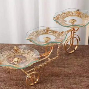 Golden 3-Dish Serving Plate Set