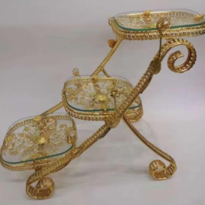 Golden 3-Dish Serving Plate Set