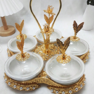 Golden 5-Bowl Serving Tray Set