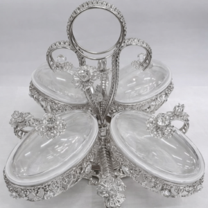 Silver 4-Bowl Serving Tray Set