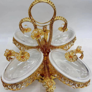 Golden 4-Bowl Serving Tray Set