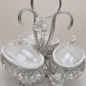 Silver 3-Bowl Serving Tray Set
