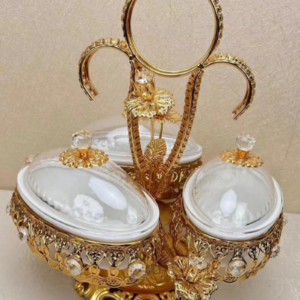 Golden 3-Bowl Serving Tray