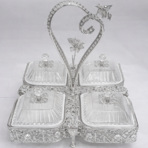 Silver 4-Bowl Serving Tray Set