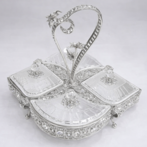 Silver 4-Bowl Serving Tray Set