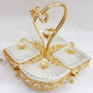 Golden 4-Bowl Serving Tray Set